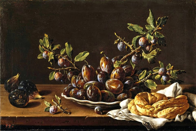 Luis Melendez Still Life with Bowl of Plums Figs and Bagel XVIII